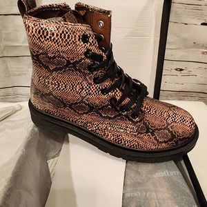Pink Snakeskin Combat Boots